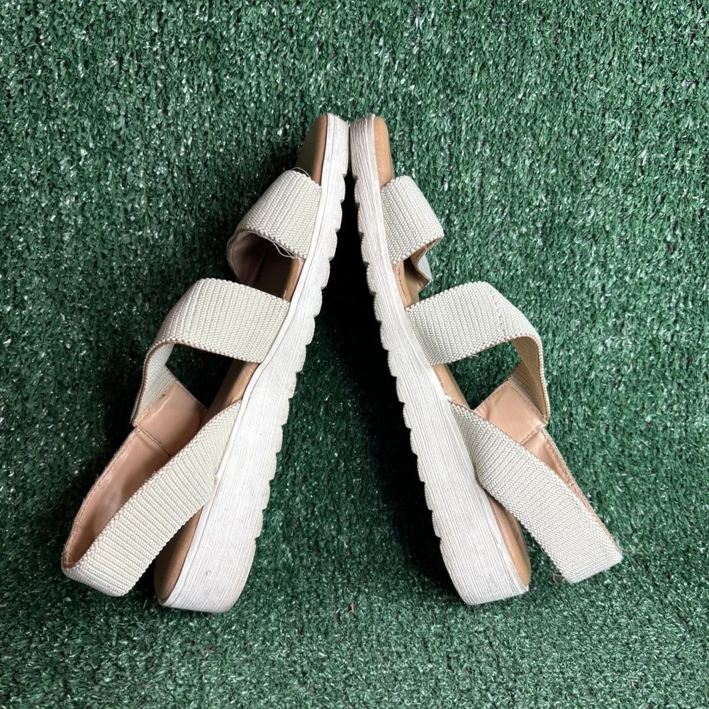 Kensie Emme Elastic Strap Platform Comfort Casual Slingback Sandal Beige Women 9